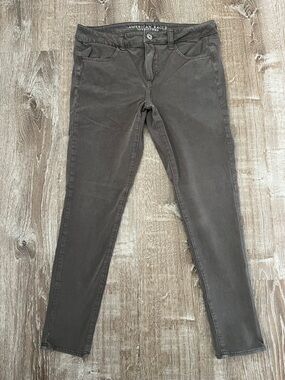 American Eagle 360 Super Stretch Grey Brown Jegging size 12